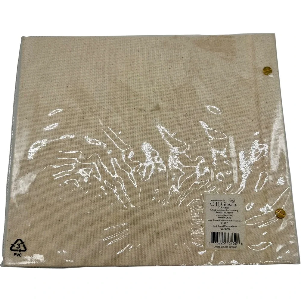 C.R. Gibson Inked Post Bound Photo Album Holds 100 4x6 Photos Canvas New